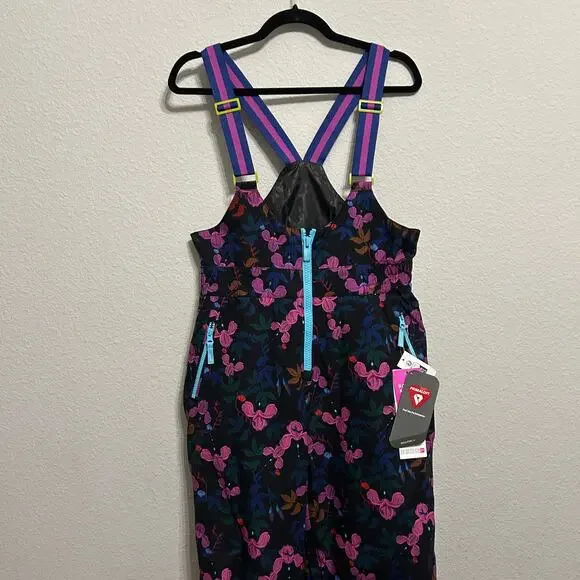 NEW Roxy x Rowley Insulated Snow Bib Ski Pants Floral Print Womens Med Après Ski